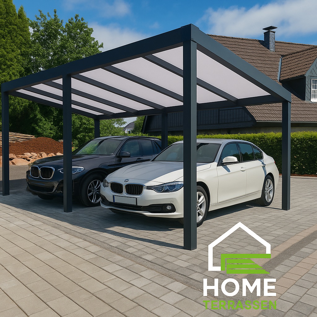 Carport mit Glas und Alu Seitenelementen in Unna – Projekt Home Terrassen
